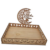 Wooden Moon Ornaments Holiday Decoration Dining Table Dessert Tray Crafts